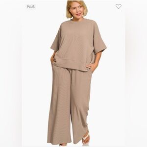 Elegant Beige Wide-Leg Pantsuit